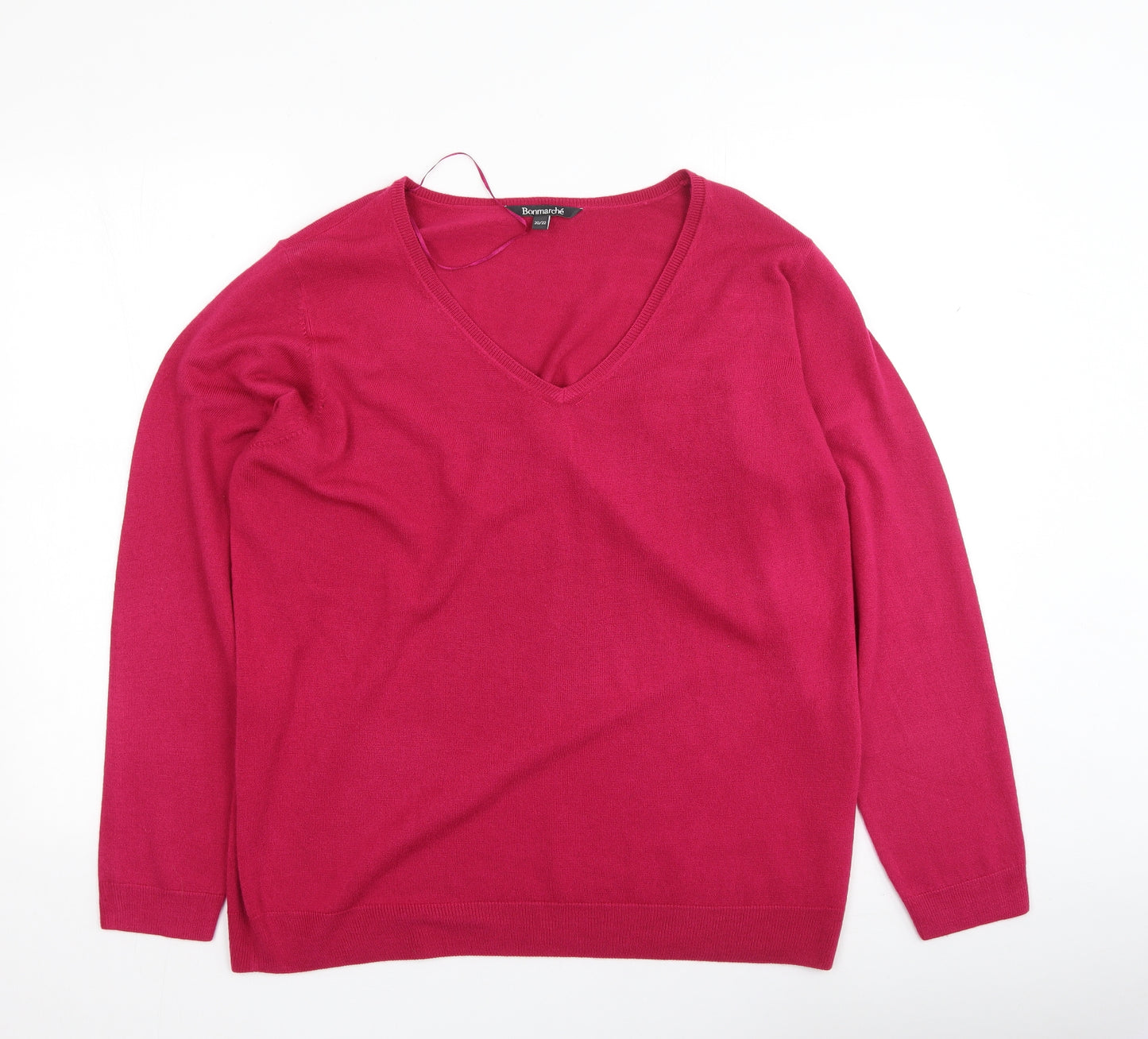 Bonmarché Womens Pink Round Neck  Acrylic Pullover Jumper Size 20