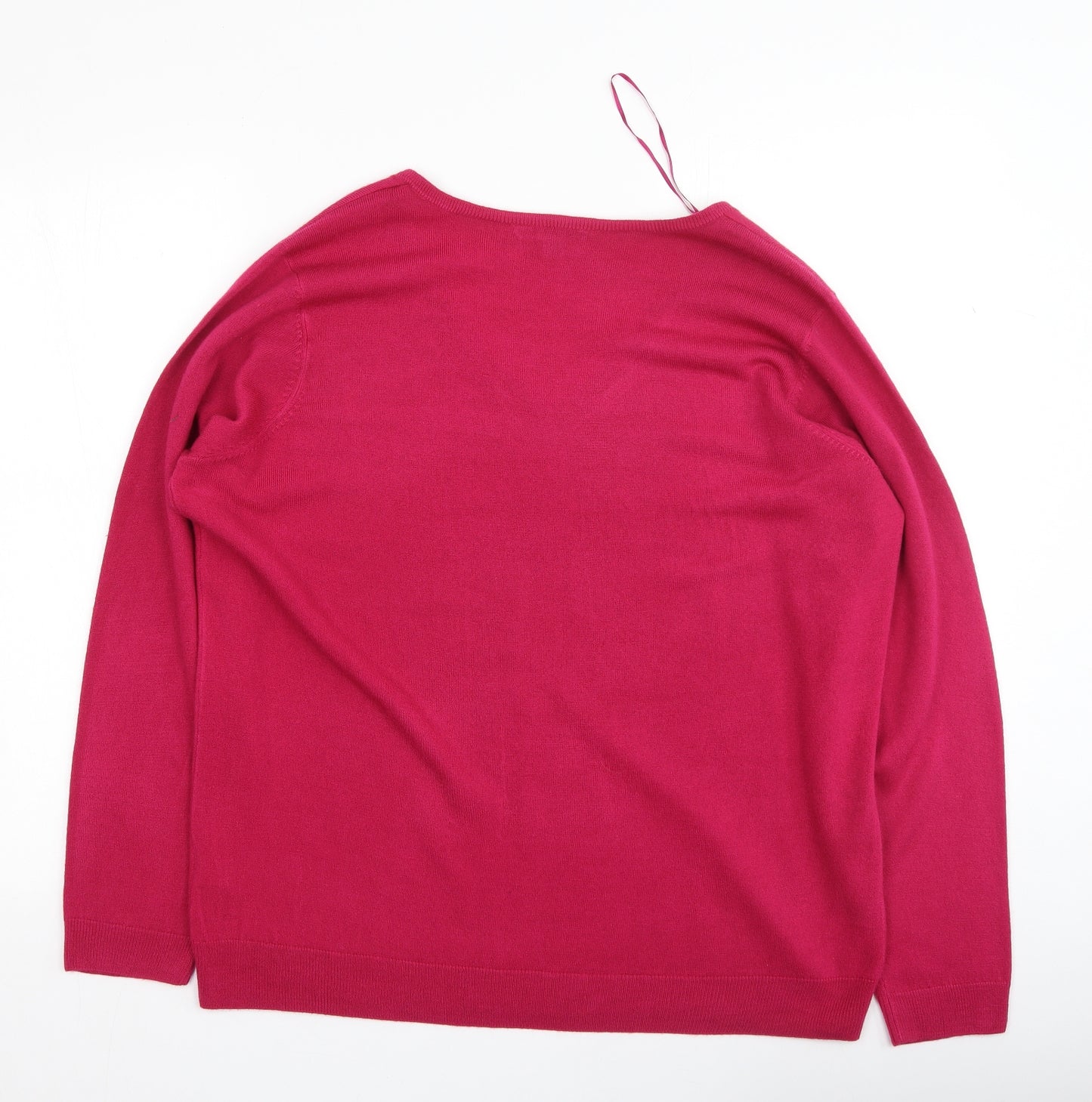 Bonmarché Womens Pink Round Neck  Acrylic Pullover Jumper Size 20