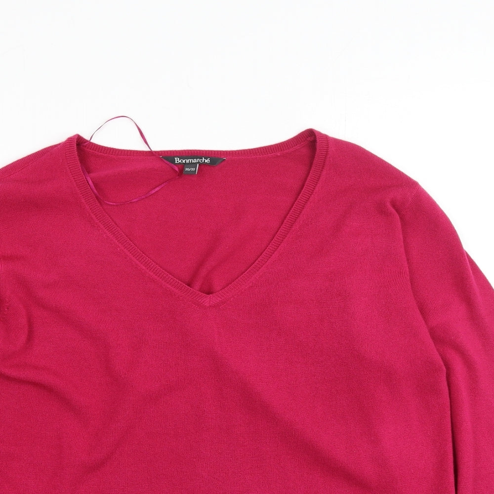 Bonmarché Womens Pink Round Neck  Acrylic Pullover Jumper Size 20