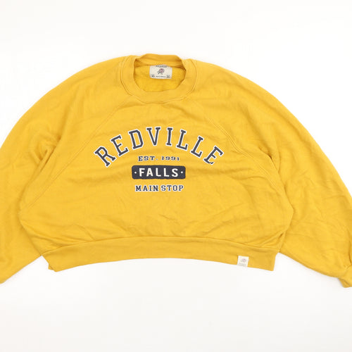 Pull&Bear Womens Yellow  Cotton Pullover Sweatshirt Size XS