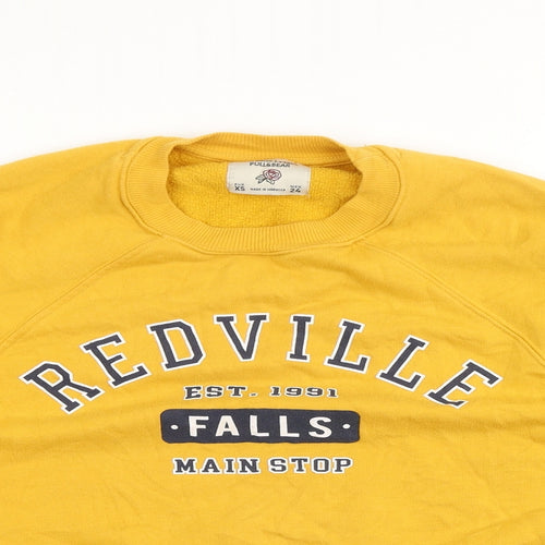 Pull&Bear Womens Yellow  Cotton Pullover Sweatshirt Size XS