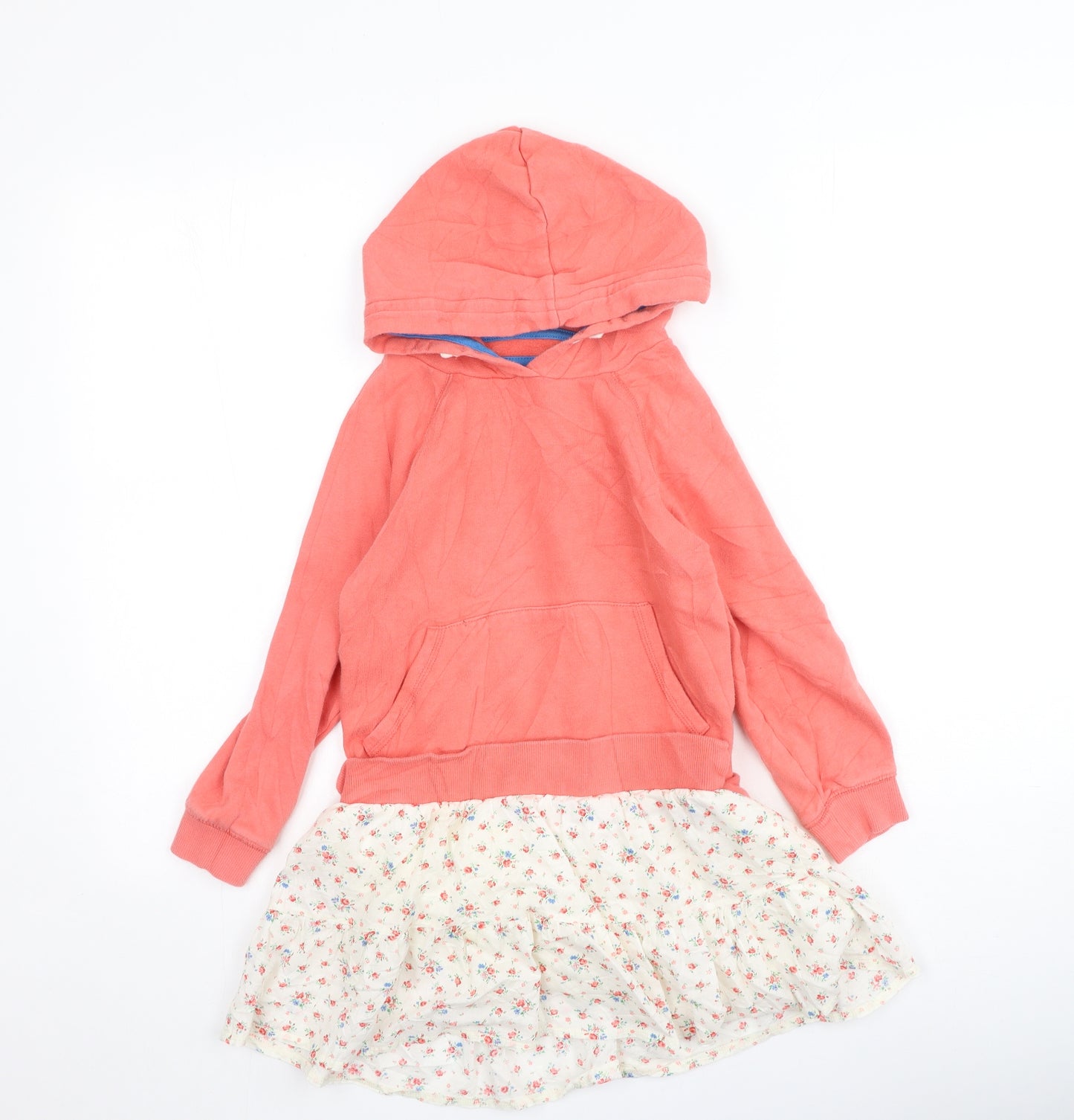 Boden Girls Pink Floral Cotton Jumper Dress  Size 6-7 Years  Round Neck