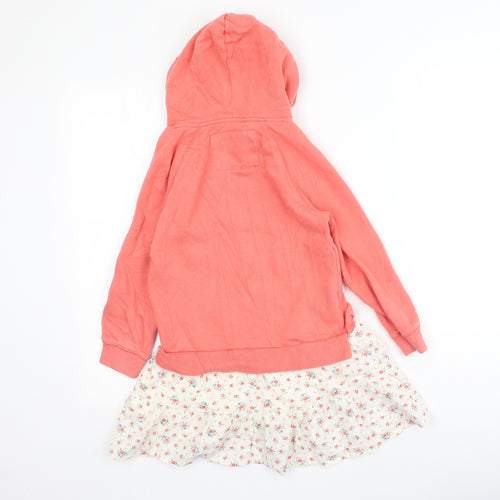 Boden Girls Pink Floral Cotton Jumper Dress  Size 6-7 Years  Round Neck