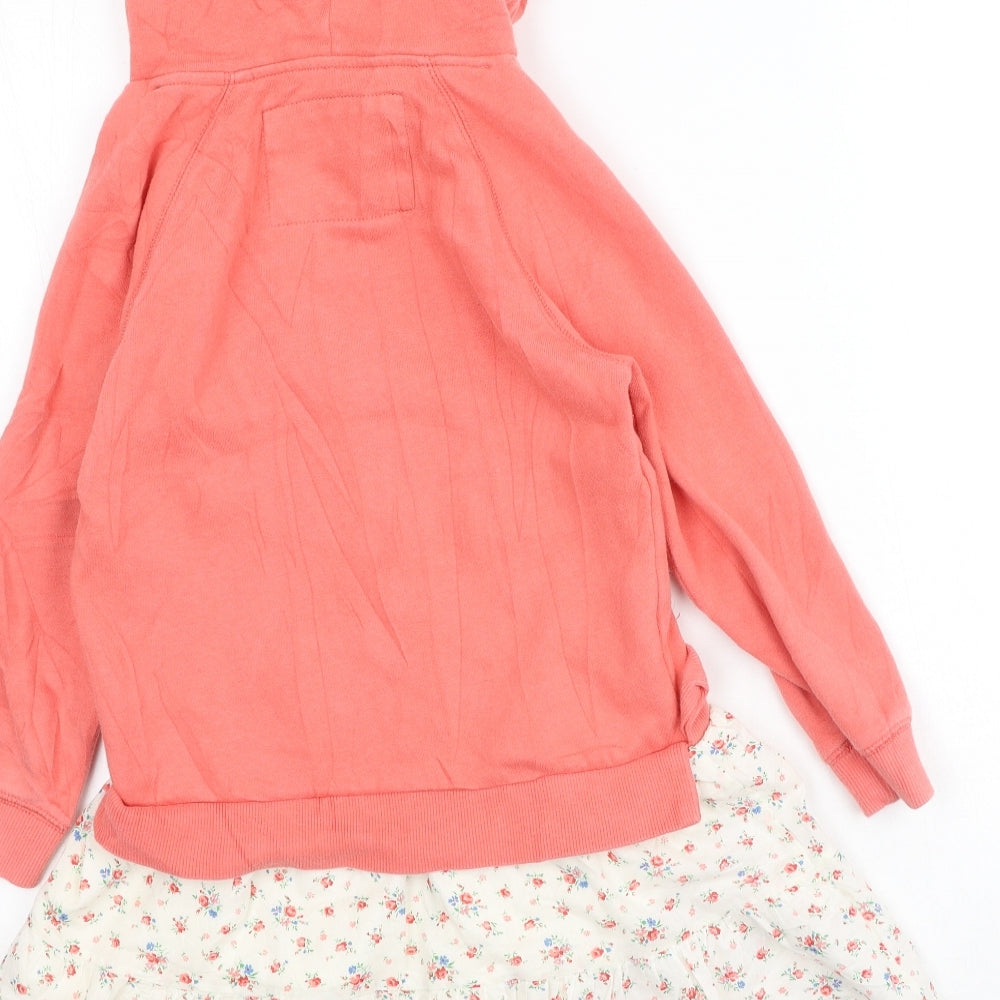 Boden Girls Pink Floral Cotton Jumper Dress  Size 6-7 Years  Round Neck