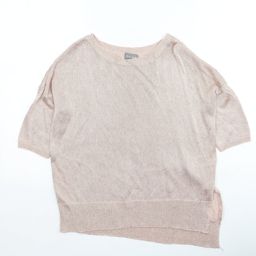 Preworn Womens Gold  Viscose Basic Blouse Size S Round Neck