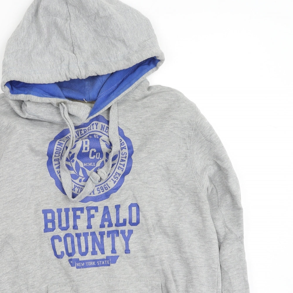 Cedar Wood State Mens Grey  Cotton Pullover Hoodie Size M