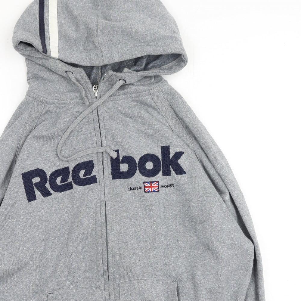 Reebok Mens Grey Round Neck  Polyester Full Zip Jumper Size M