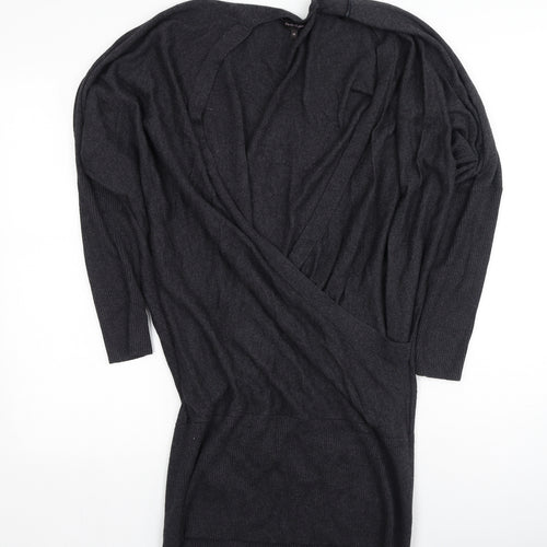 Preworn Womens Grey  Nylon Bodycon  Size 14  V-Neck
