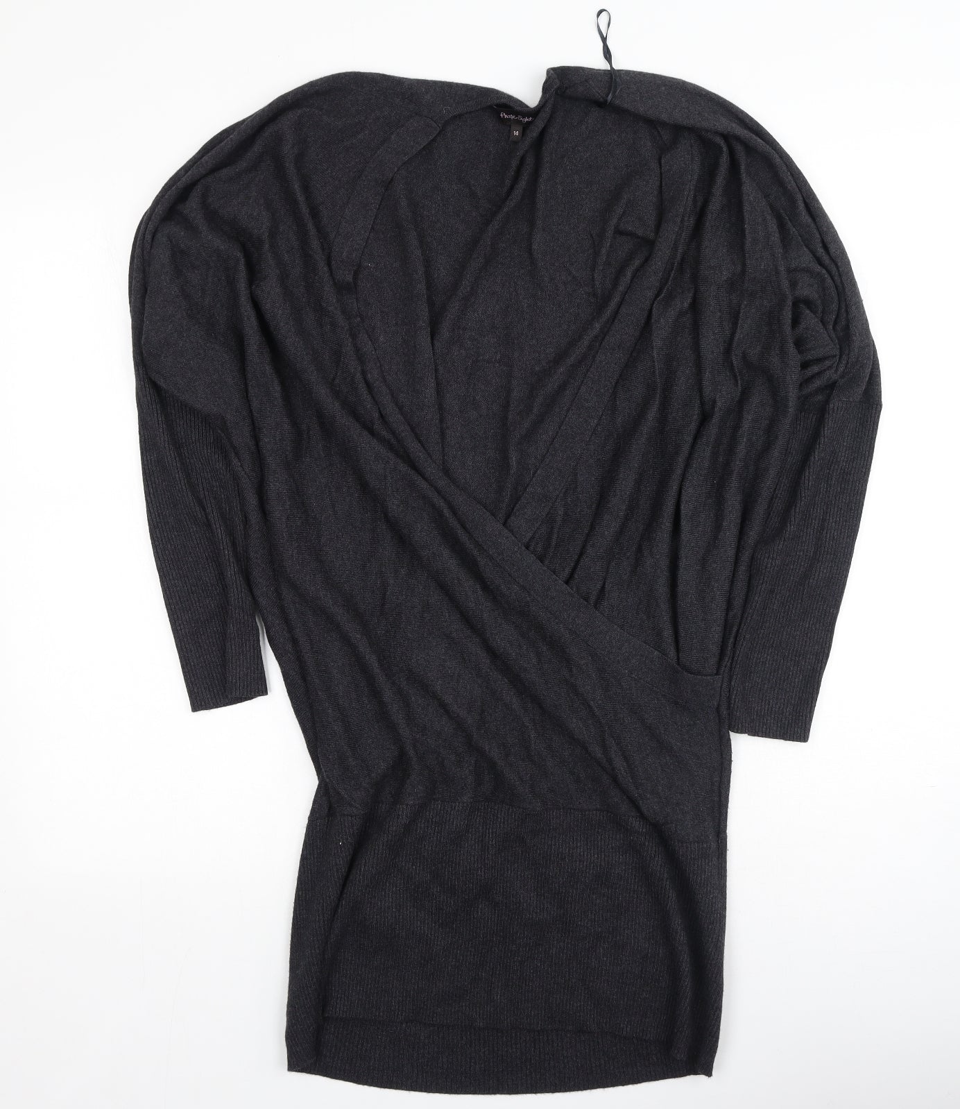 Preworn Womens Grey  Nylon Bodycon  Size 14  V-Neck