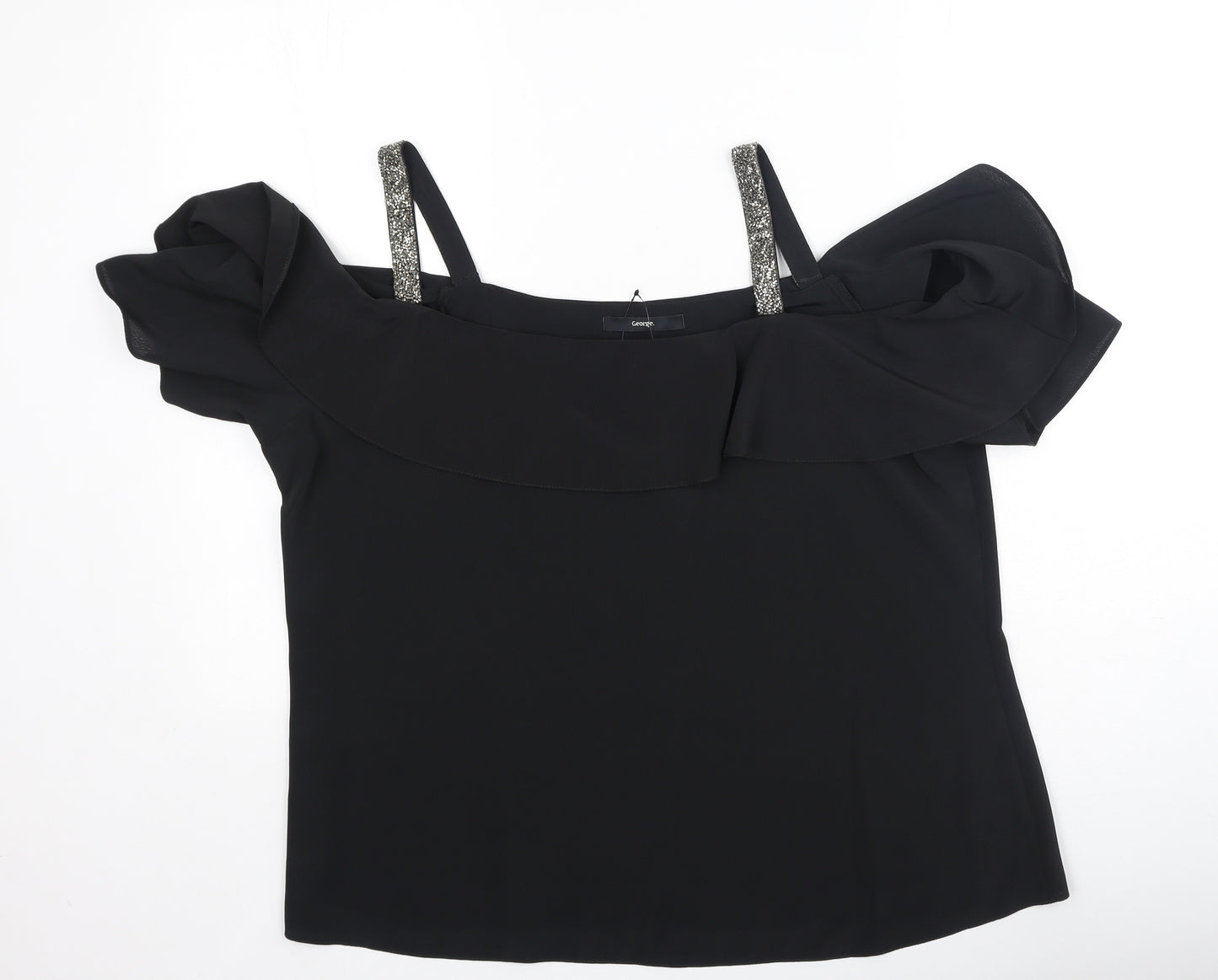 George  Womens Black  Polyester Basic Blouse Size 18 Off the Shoulder