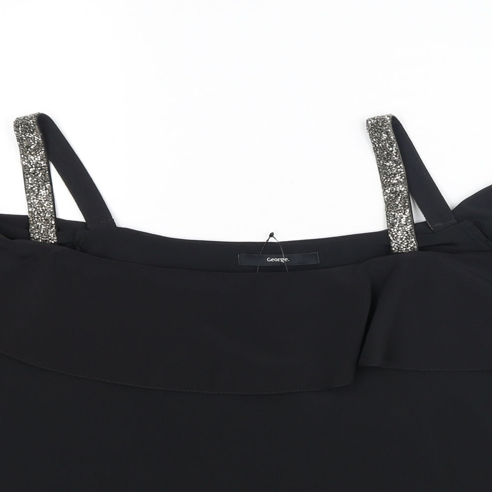 George  Womens Black  Polyester Basic Blouse Size 18 Off the Shoulder