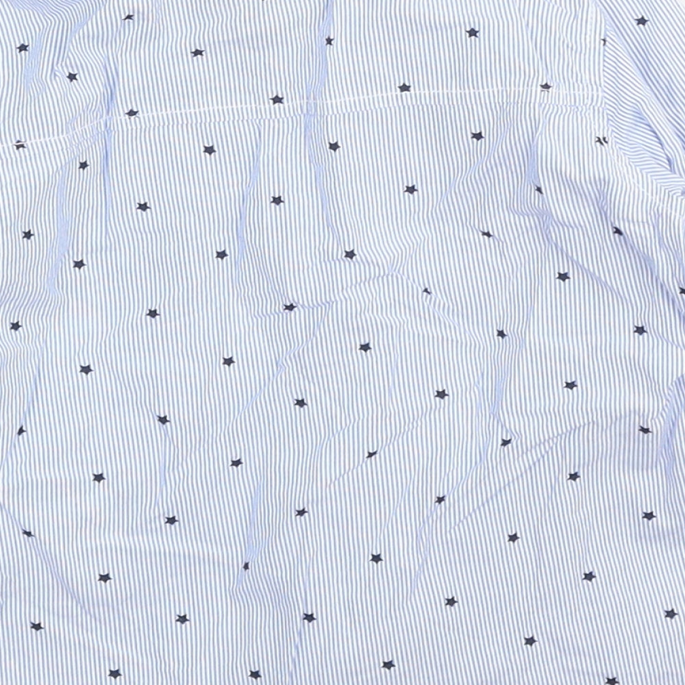 H&M Boys Blue  Cotton Basic Dress Shirt Size 6-9 Months Collared  - stars