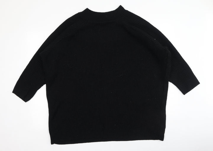 Topshop Womens Black Round Neck  Acrylic Pullover Jumper Size L