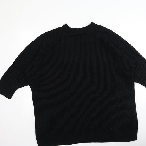 Topshop Womens Black Round Neck  Acrylic Pullover Jumper Size L