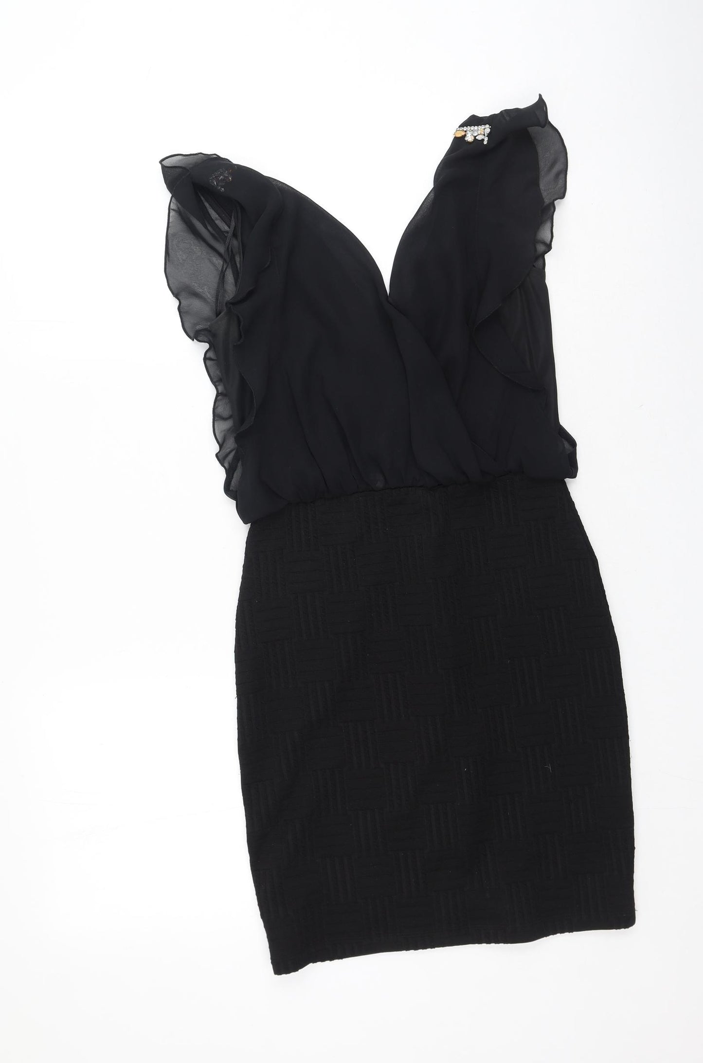 River Island  Womens Black  Polyester Bodycon  Size 10  Round Neck