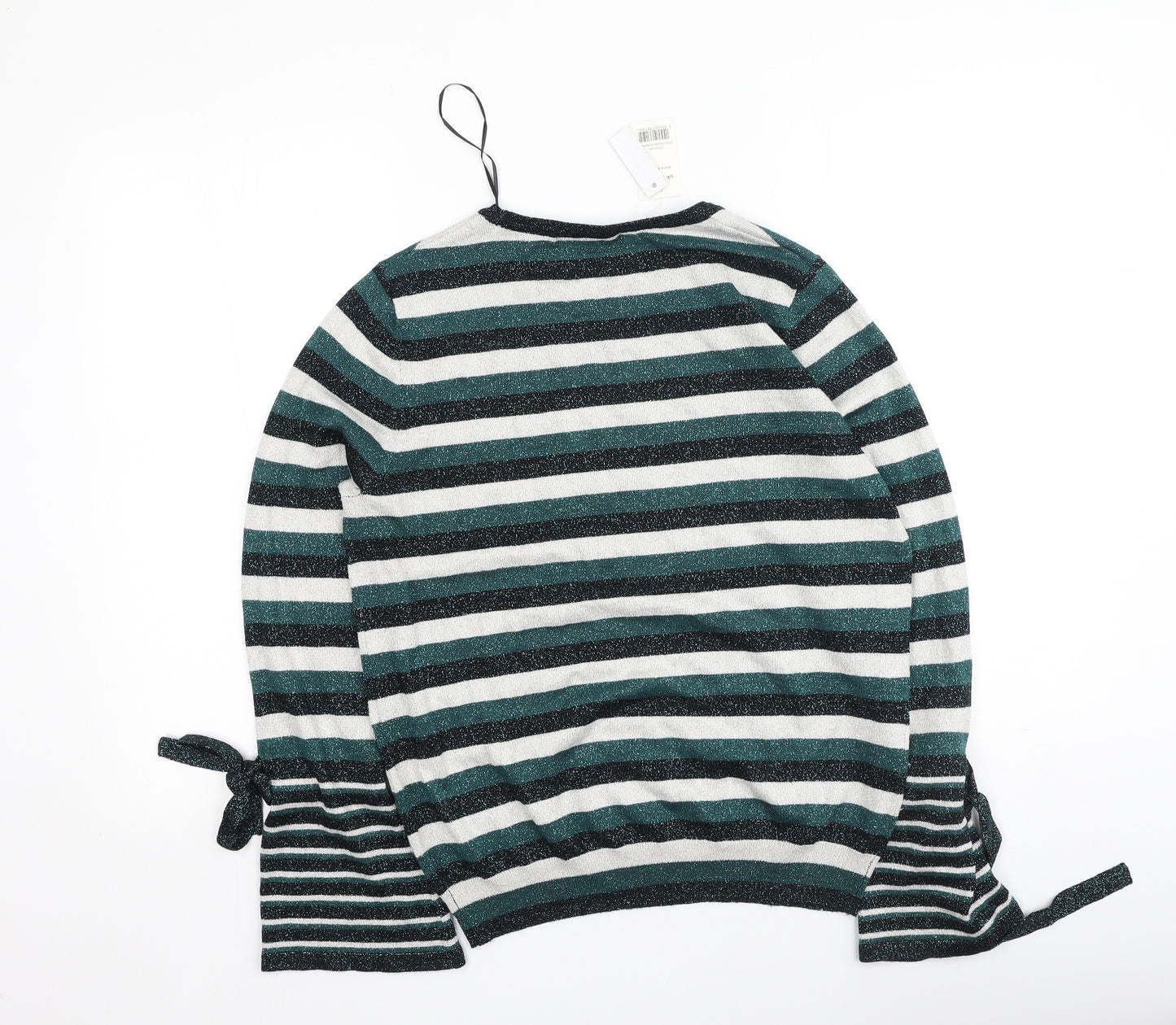 George  Womens Green Striped Viscose Basic Blouse Size 14 Round Neck