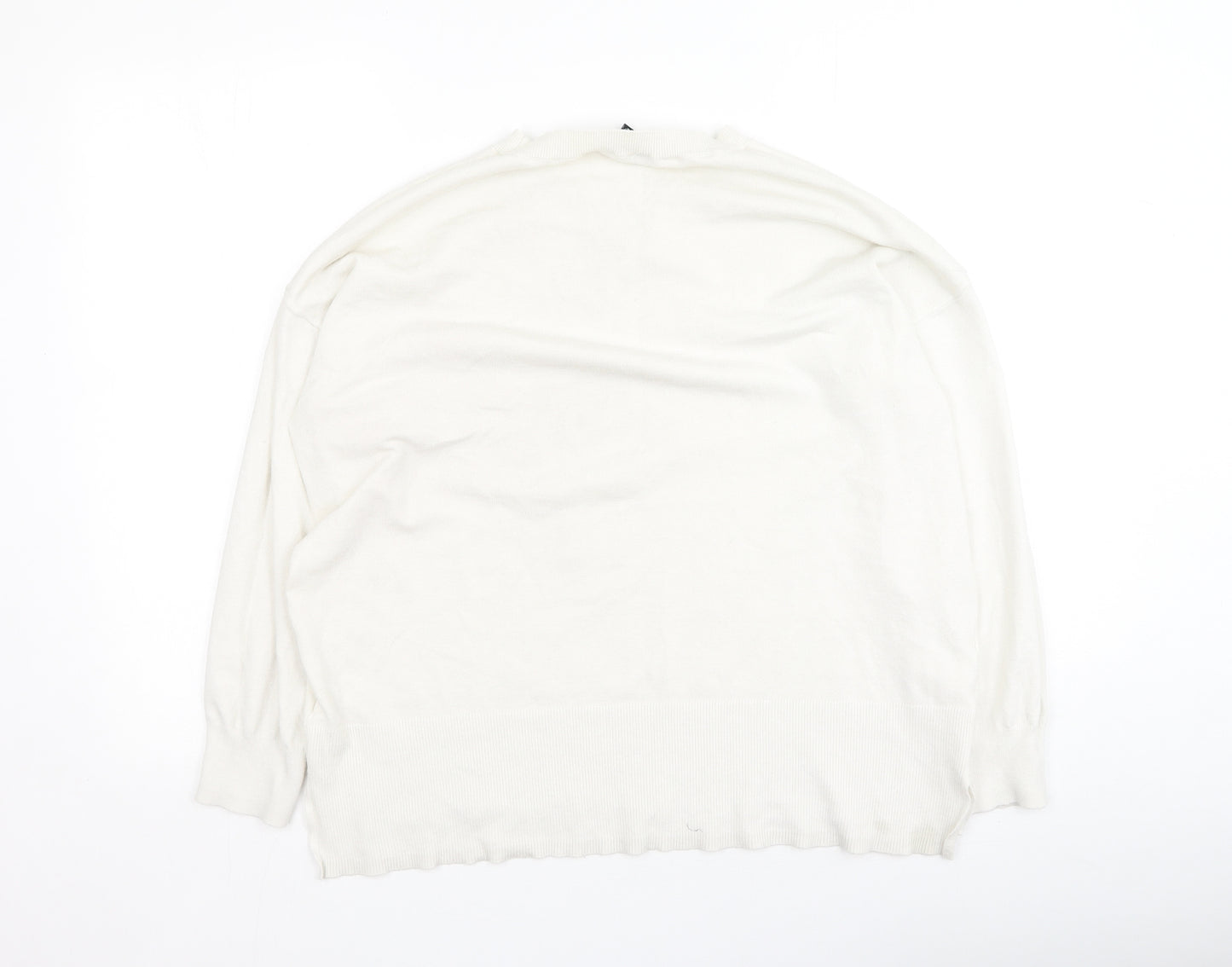 peacoks Womens Beige Round Neck  Viscose Pullover Jumper Size L