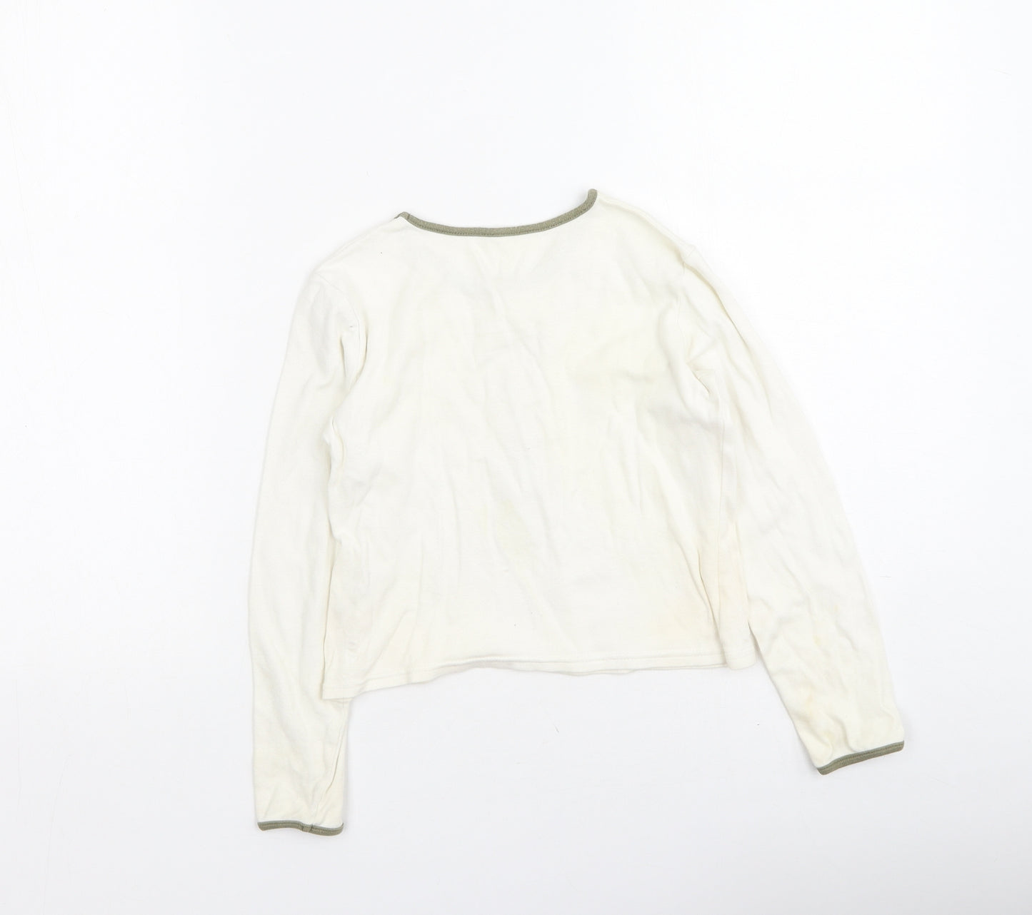 Dunnes Stores Girls Beige  Cotton Basic Casual Size 7 Years Round Neck
