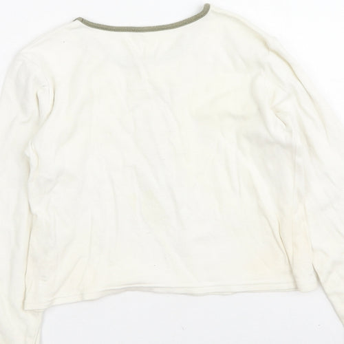 Dunnes Stores Girls Beige  Cotton Basic Casual Size 7 Years Round Neck