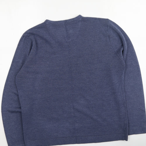 BHS Mens Blue Round Neck  Acrylic Pullover Jumper Size L