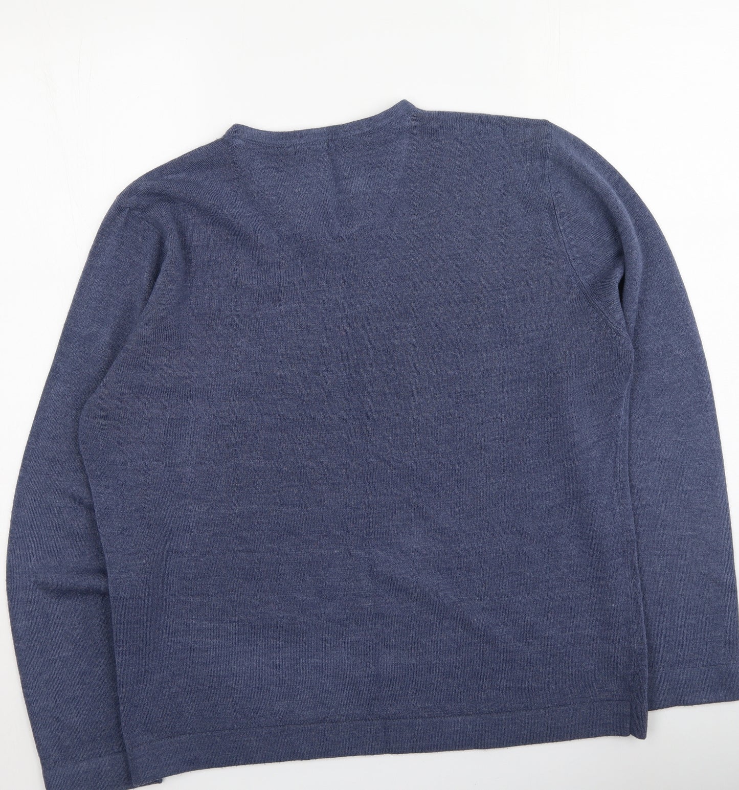 BHS Mens Blue Round Neck  Acrylic Pullover Jumper Size L