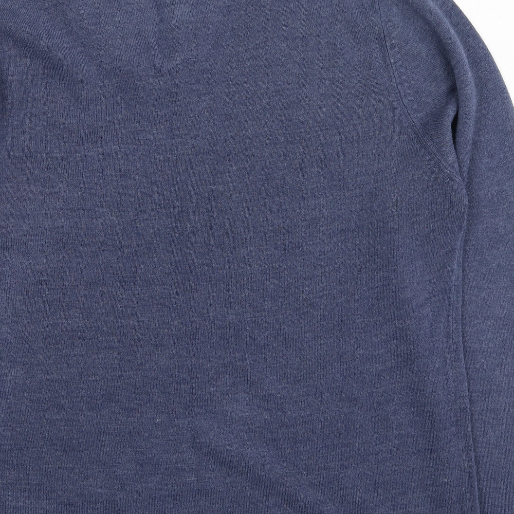 BHS Mens Blue Round Neck  Acrylic Pullover Jumper Size L