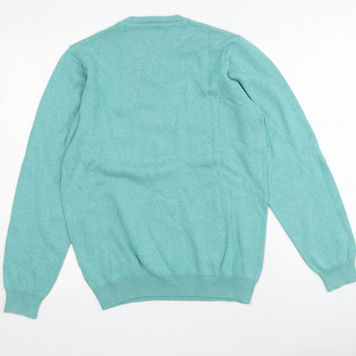 Blue Harbour Mens Blue V-Neck  Cotton Pullover Jumper Size S