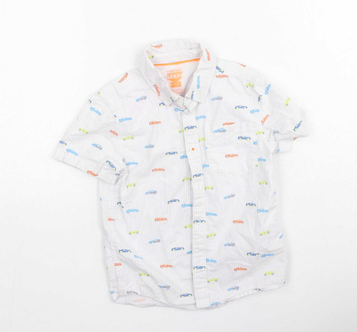F&F Boys Multicoloured  Cotton Basic Polo Size 3-4 Years Collared  - cars
