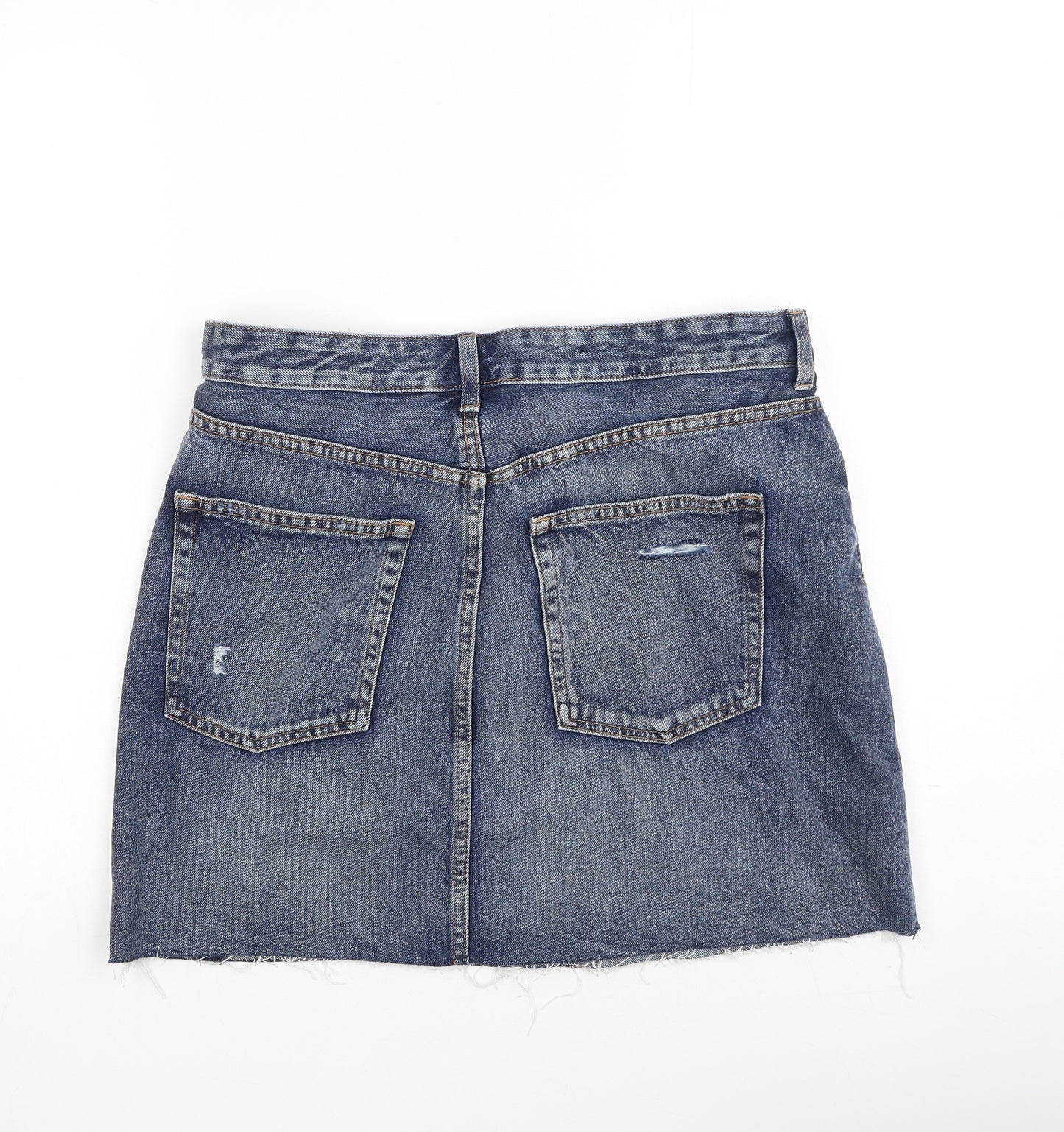 Preworn Womens Blue  Cotton Mini Skirt Size 42
