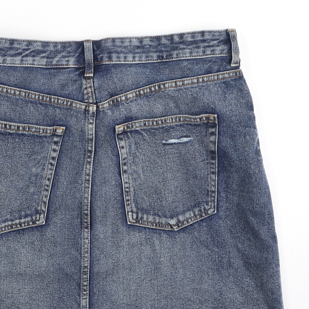 Preworn Womens Blue  Cotton Mini Skirt Size 42