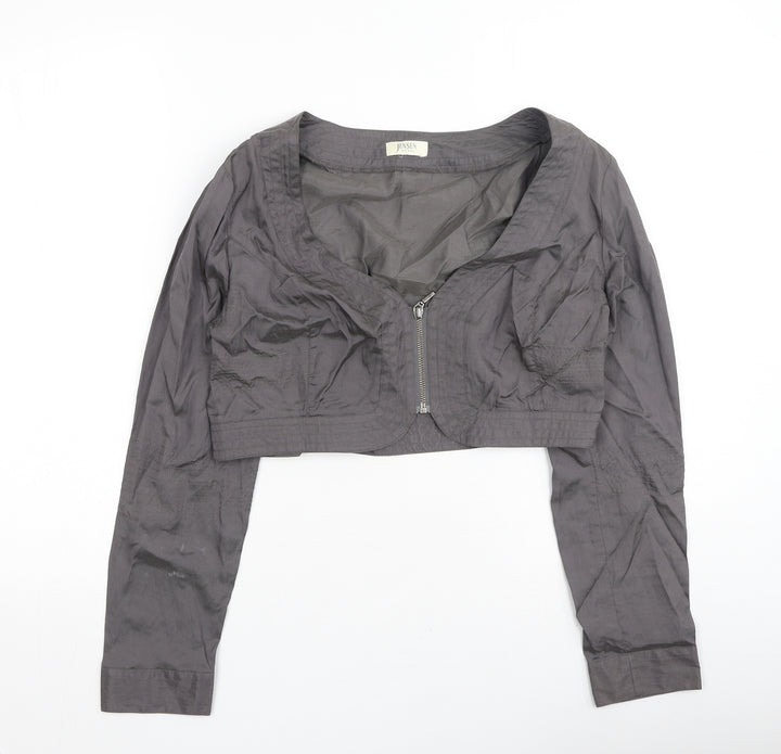 Jensen Womens Grey Round Neck Polyester Cardigan Jumper Size S
