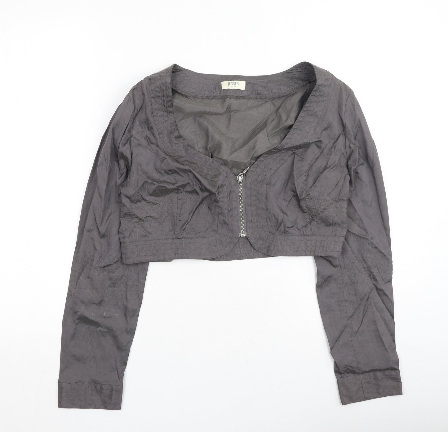 Jensen Womens Grey Round Neck  Polyester Cardigan Jumper Size S