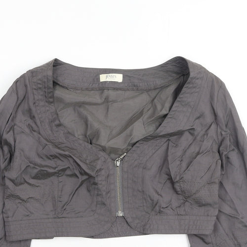 Jensen Womens Grey Round Neck  Polyester Cardigan Jumper Size S