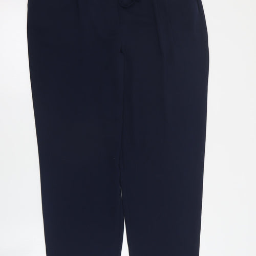 Dunnes Womens Blue  Polyester Carrot Trousers Size 14 L28 in Regular Drawstring