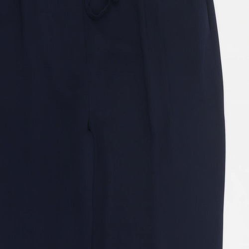 Dunnes Womens Blue  Polyester Carrot Trousers Size 14 L28 in Regular Drawstring