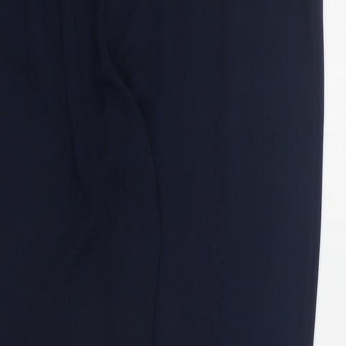 Dunnes Womens Blue  Polyester Carrot Trousers Size 14 L28 in Regular Drawstring