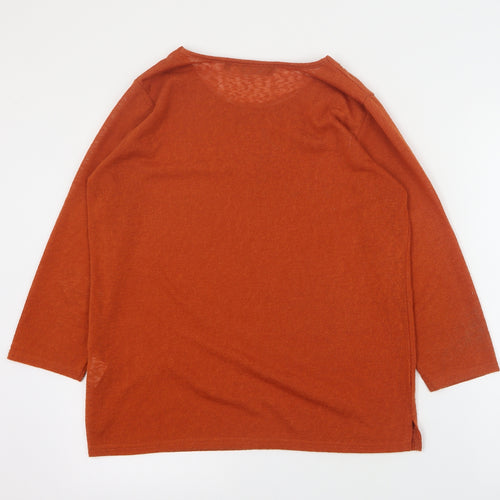 Isle Womens Orange Round Neck  Polyester Pullover Jumper Size M