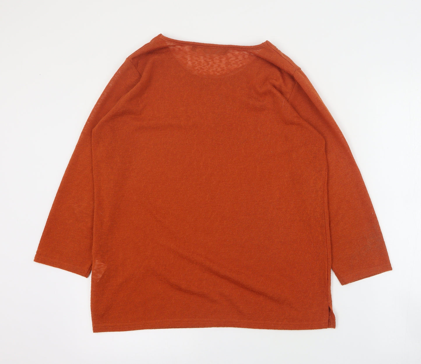 Isle Womens Orange Round Neck  Polyester Pullover Jumper Size M