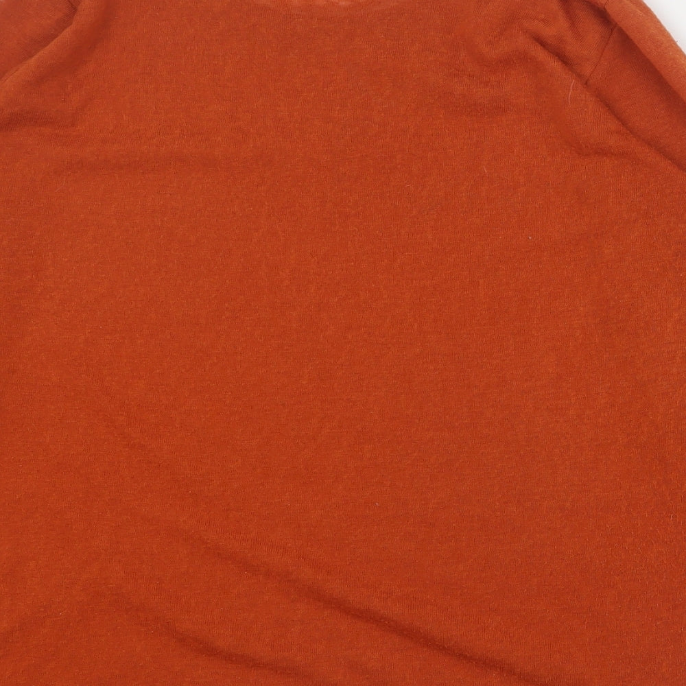 Isle Womens Orange Round Neck  Polyester Pullover Jumper Size M