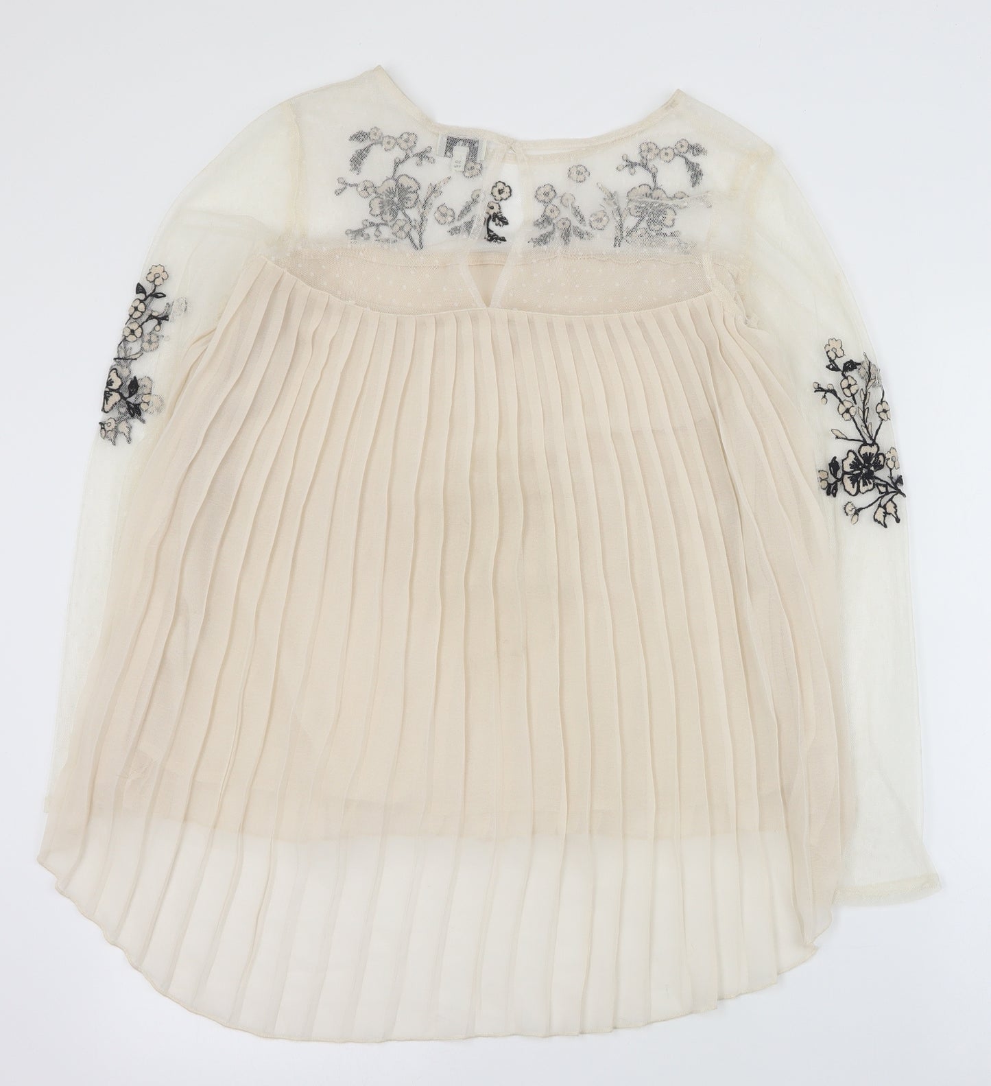 River Island Womens Beige  Polyester Basic Blouse Size 12 Round Neck