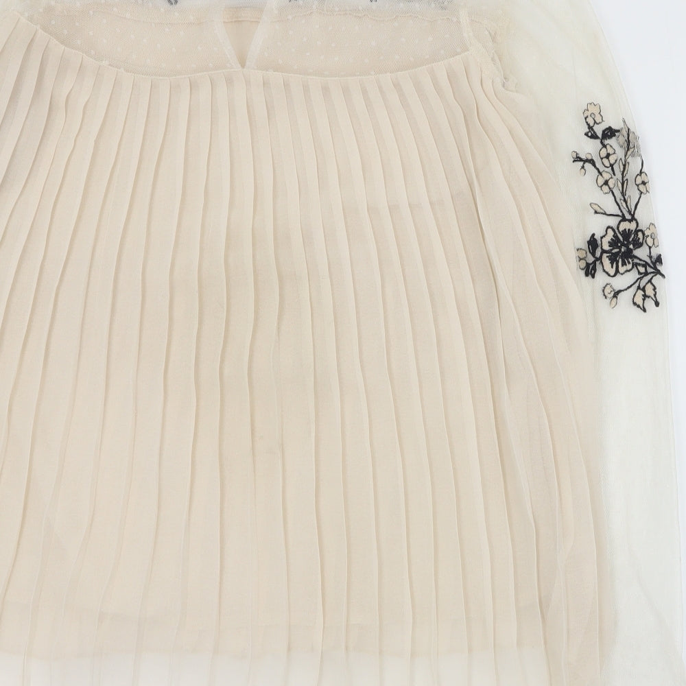 River Island Womens Beige  Polyester Basic Blouse Size 12 Round Neck