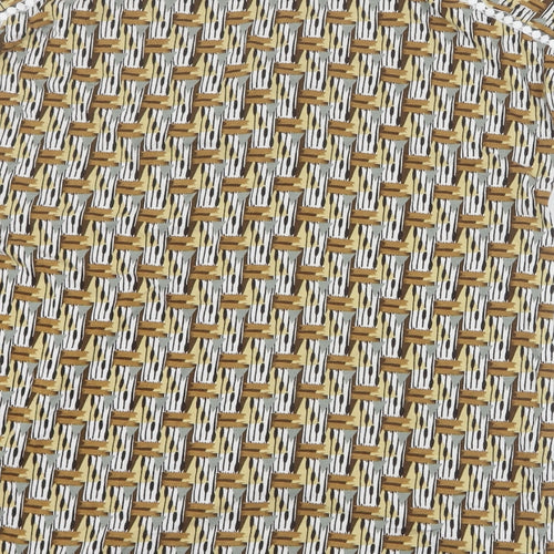 NEXT Womens Yellow Geometric Viscose Basic T-Shirt Size 10 V-Neck