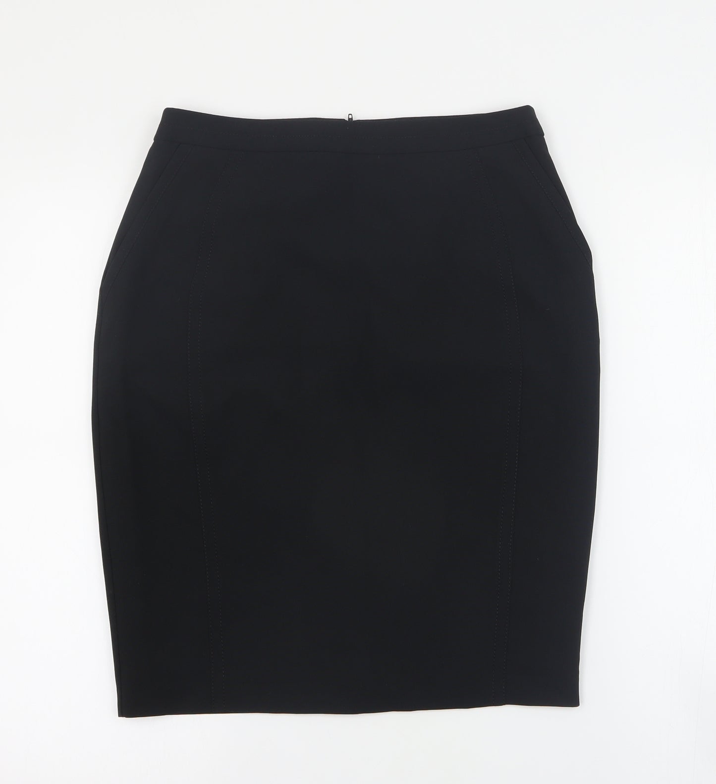 New Look Womens Black  Polyester Straight & Pencil Skirt Size 10   Zip
