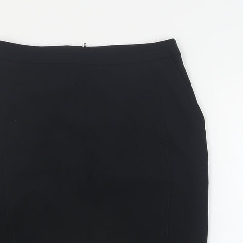 New Look Womens Black  Polyester Straight & Pencil Skirt Size 10   Zip