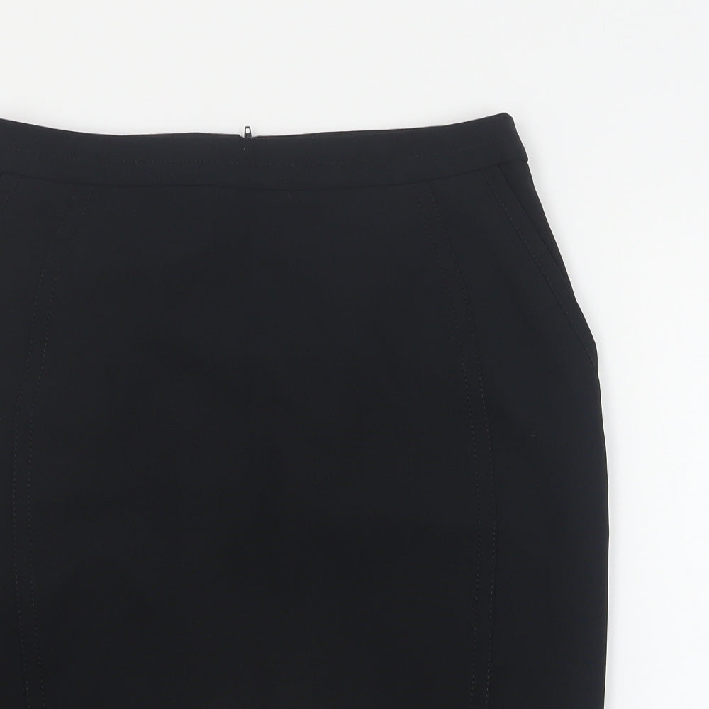 New Look Womens Black  Polyester Straight & Pencil Skirt Size 10   Zip
