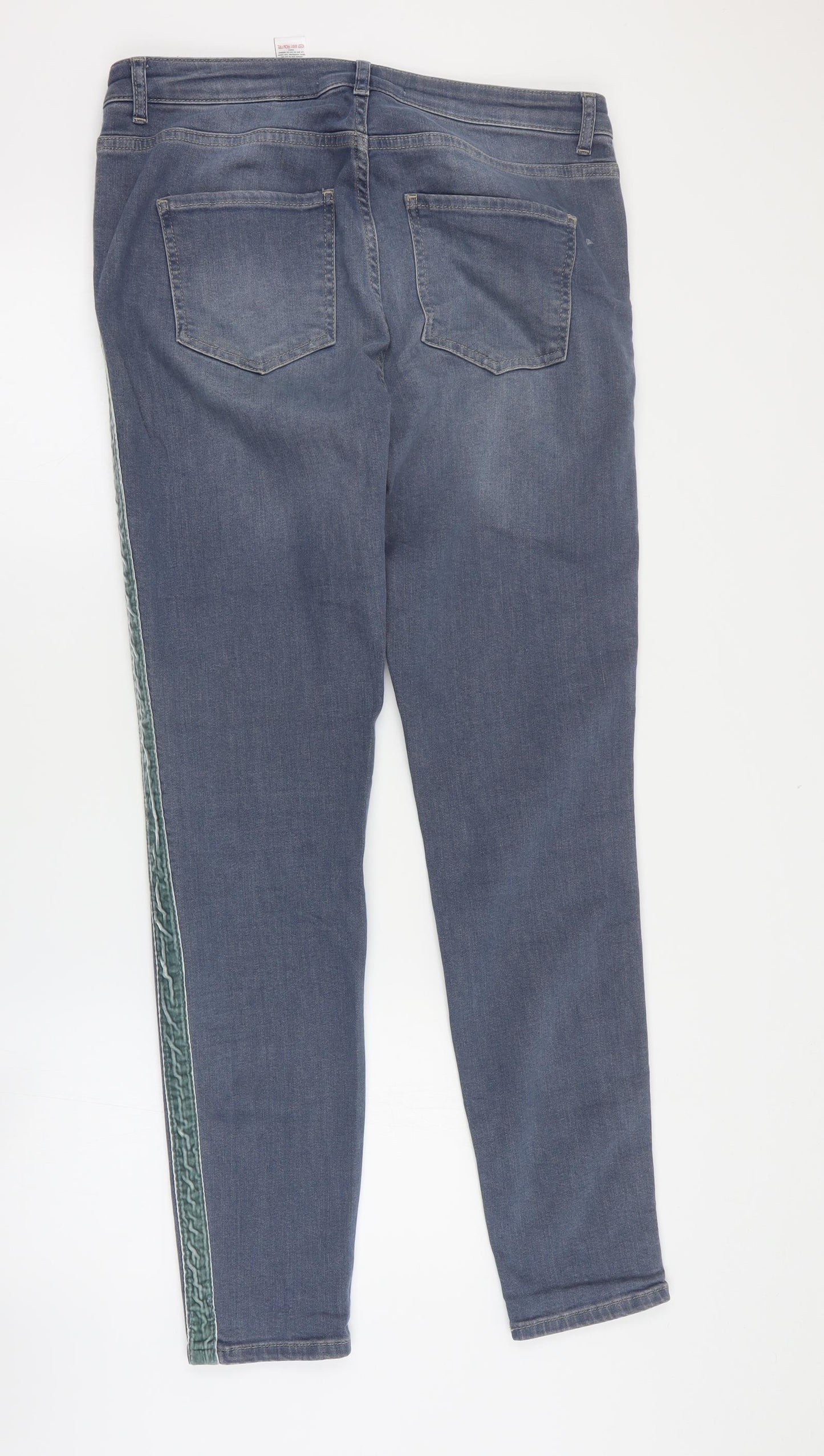 NEXT Womens Blue  Cotton Skinny Jeans Size 14 L32 in Regular Zip
