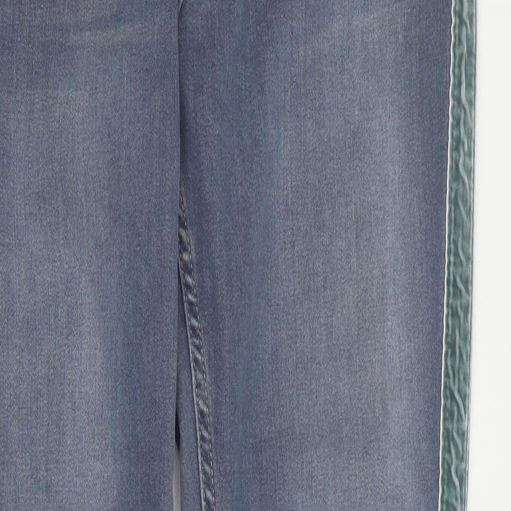 NEXT Womens Blue  Cotton Skinny Jeans Size 14 L32 in Regular Zip