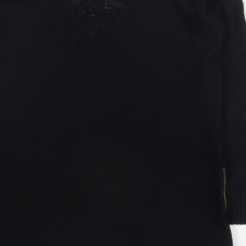 Zara Womens Black Round Neck  Acrylic Pullover Jumper Size L