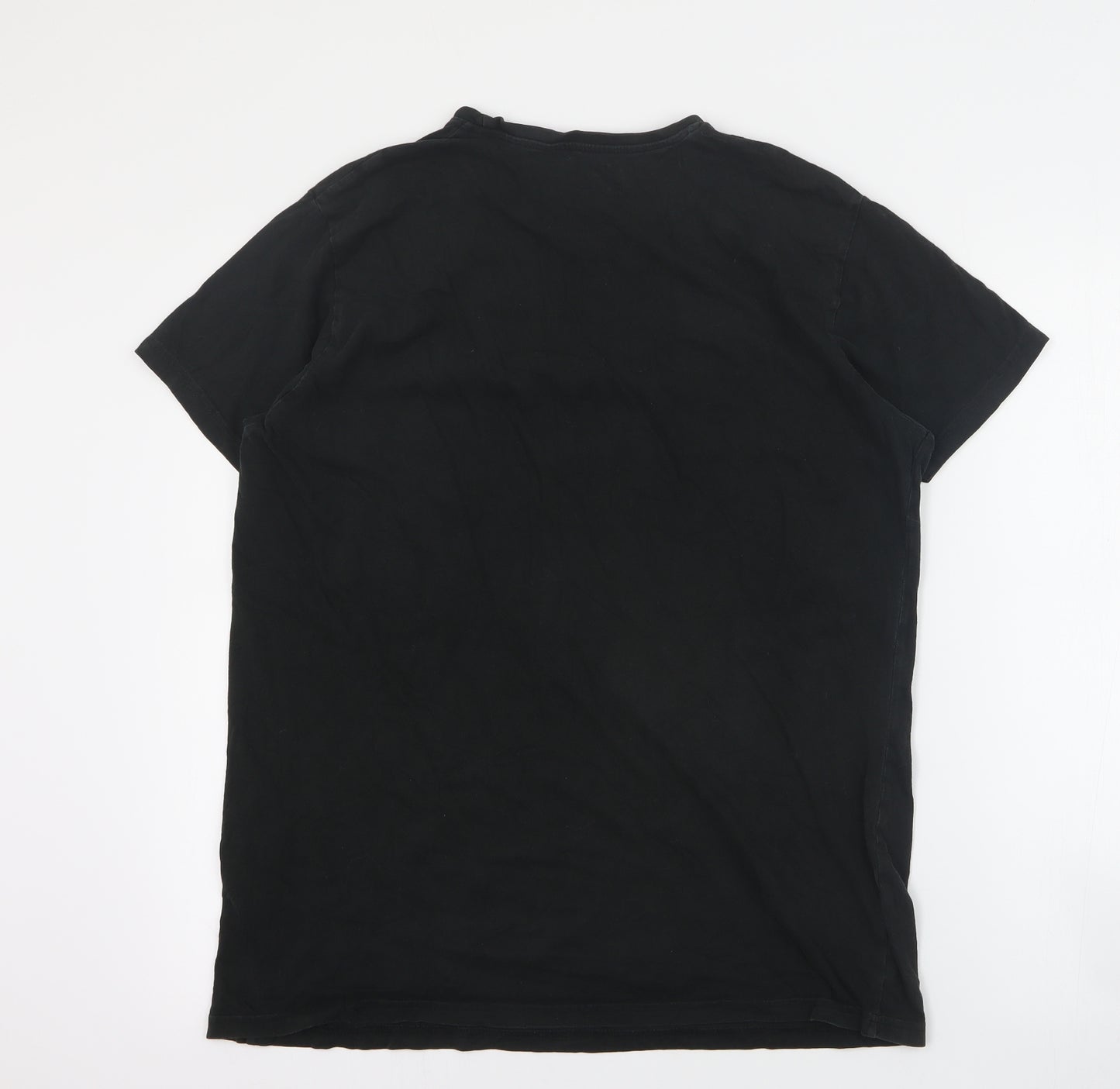 Primark Mens Black  Cotton  T-Shirt Size L Crew Neck  - Amsterdam