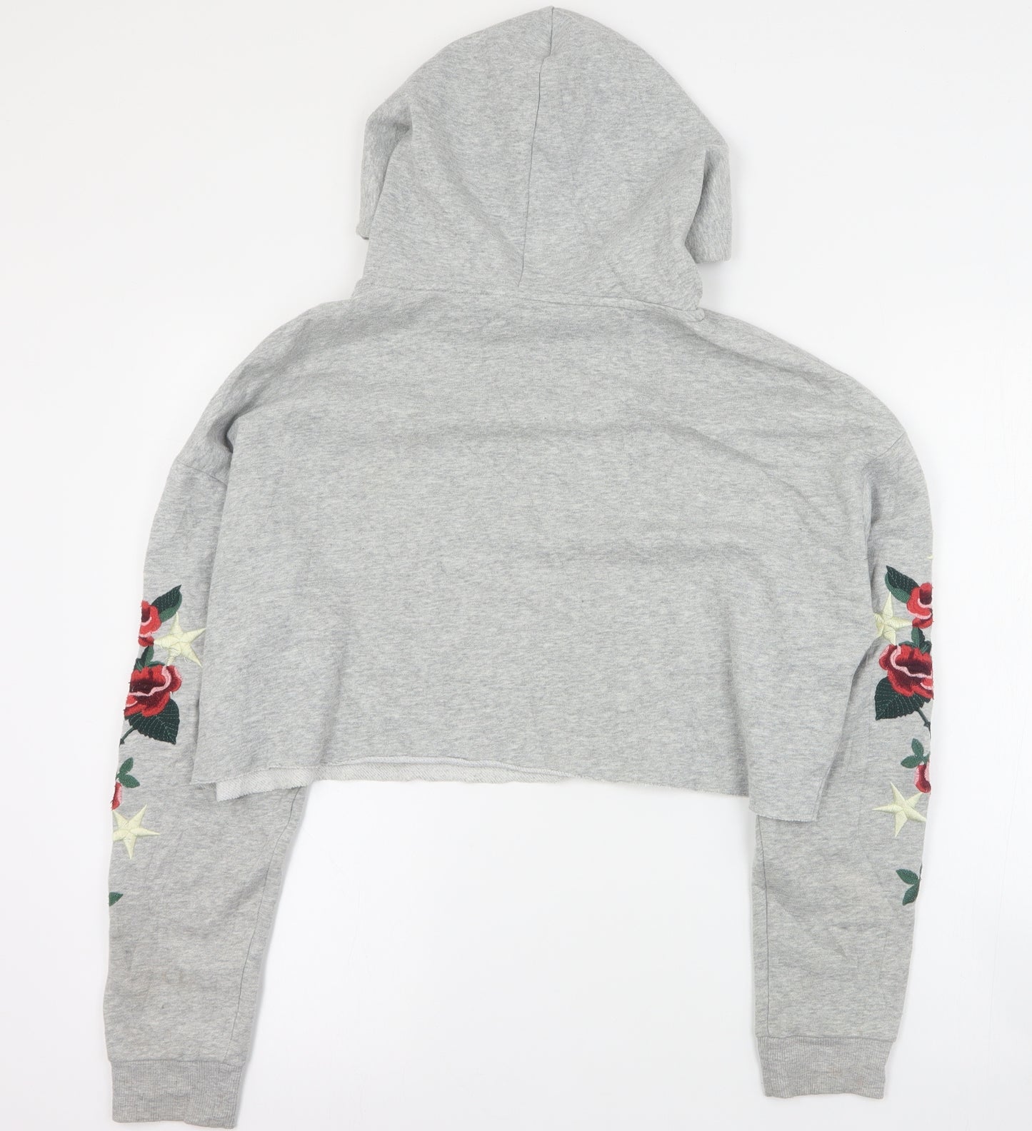 H&M Womens Grey  Cotton Pullover Hoodie Size M  Pullover - Cropped